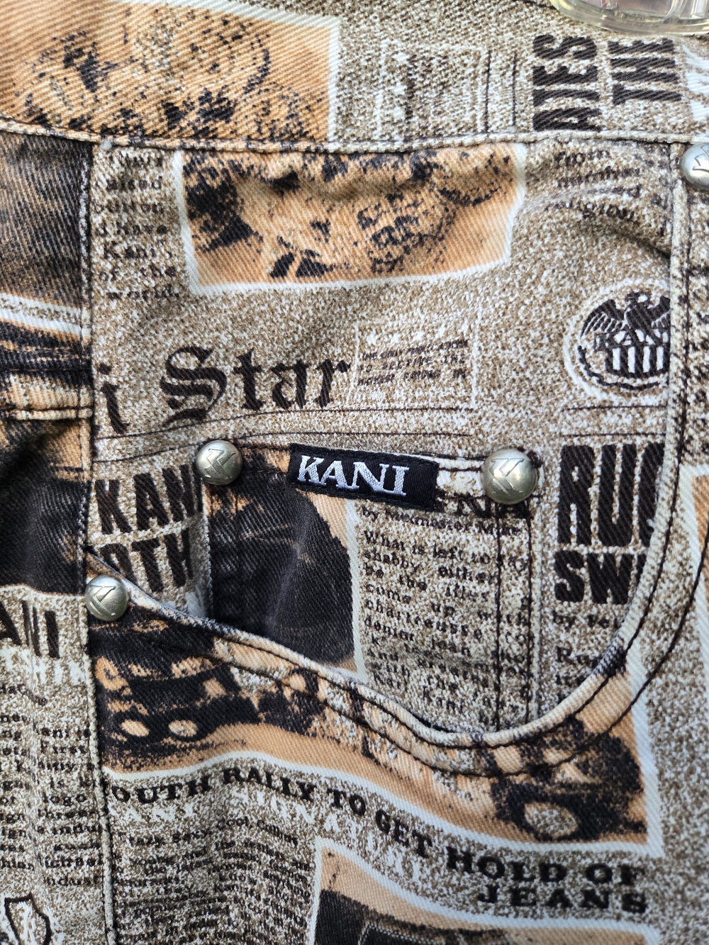 Karl Kani Brown & Tan Vintage Newspaper-Print Denim Set - Picture 9 of 16